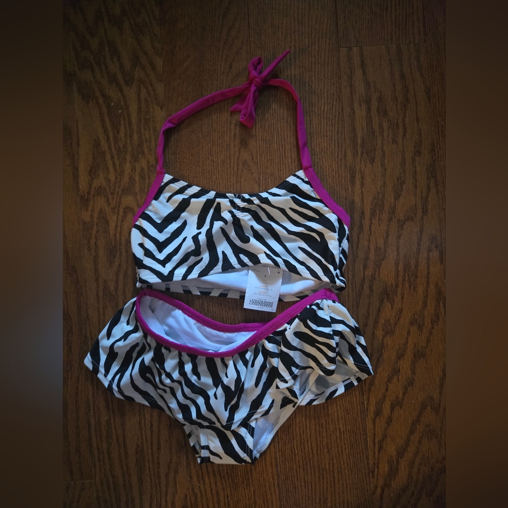 Gymboree Zebra Print Kids Bikini with Pink Accents